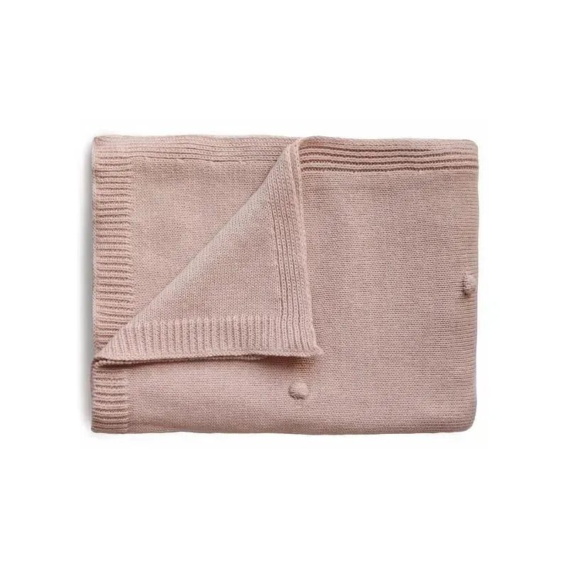 Mushie - Knitted Textured Dots Baby Blanket - Blush Image 1