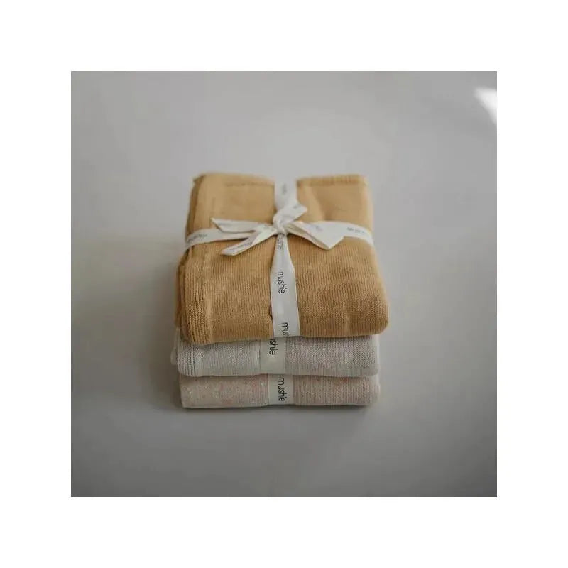 Mushie - Knitted Textured Dots Baby Blanket - Mustard Melange Image 6