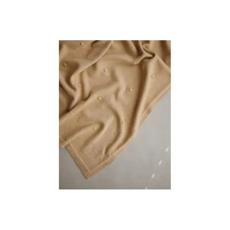 Mushie - Knitted Textured Dots Baby Blanket - Mustard Melange Image 2