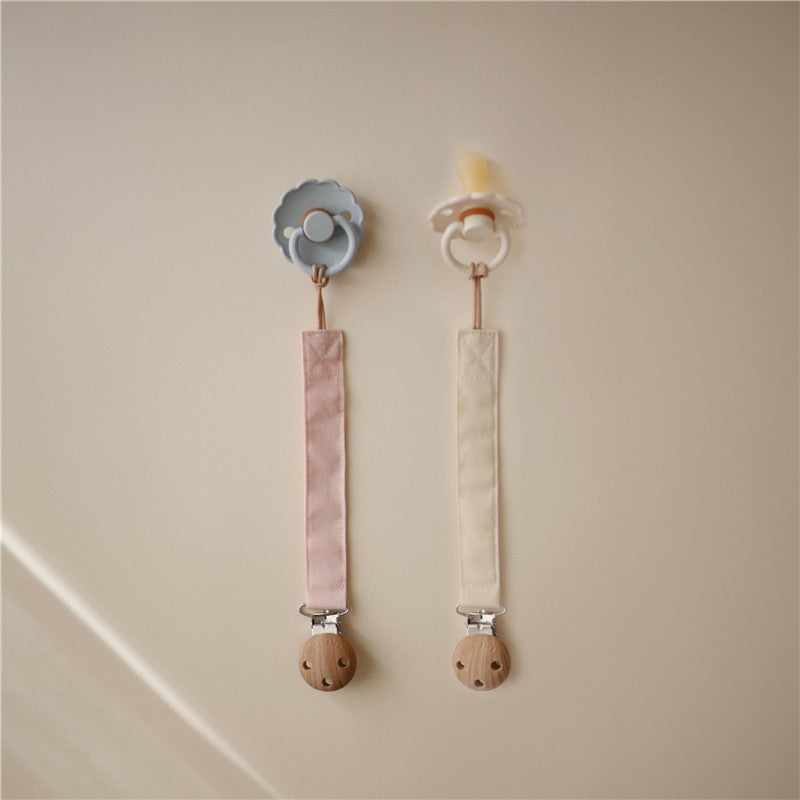 Mushie Linen Pacifier Clip 2-Pack - Blush/Cream Image 3