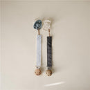 Mushie Linen Pacifier Clip 2-Pack - Powder Blue/Deep Sea Image 3