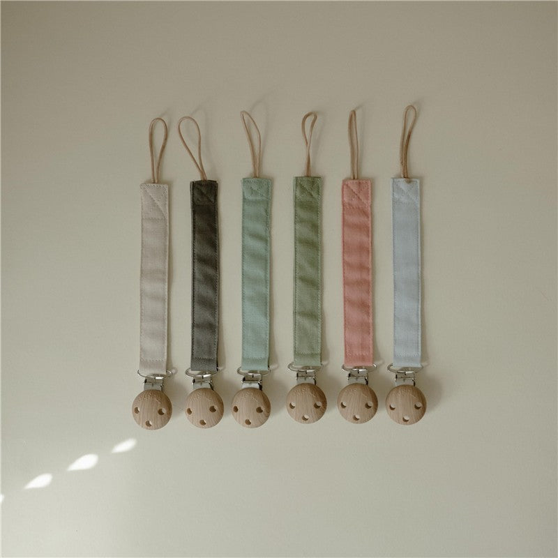 Mushie Linen Pacifier Clip 2-Pack - Dusty Rose/Shifting Sand Image 9