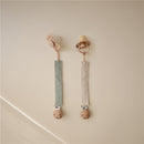 Mushie Linen Pacifier Clip 2-Pack - Olive/Shifting Sand Image 8