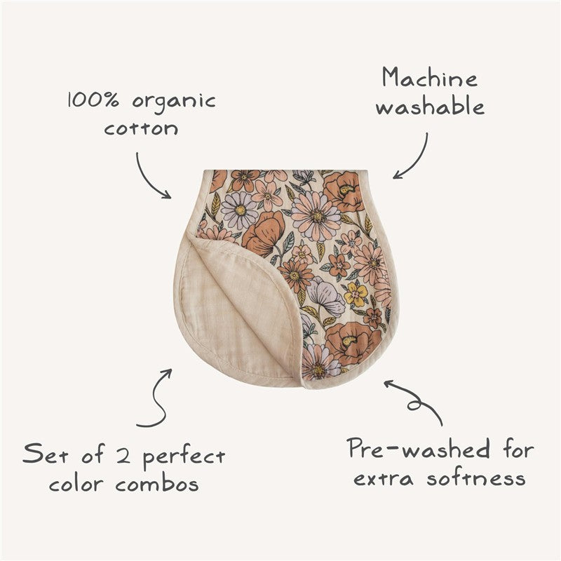 Mushie Organic Cotton Muslin Burp Cloths 2-Pack - Blush/Fog Image 8