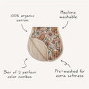 Mushie Organic Cotton Muslin Burp Cloths 2-Pack - Fall Yellow/Fog Image 8