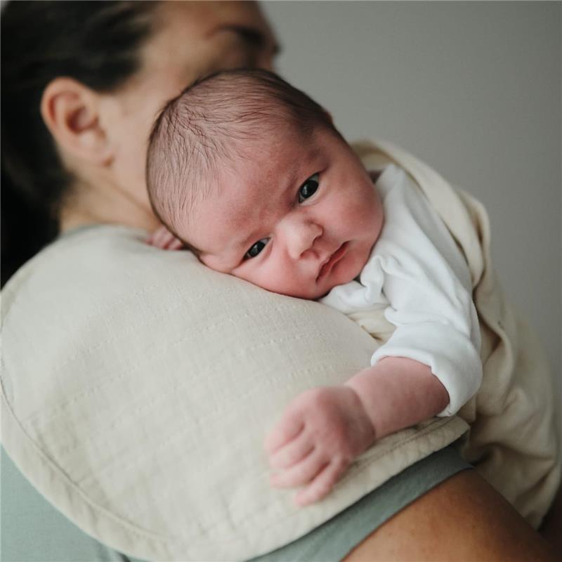 Mushie 2Pk Muslin Burp Cloth Organic Cotton, Natural/Fog Image 4