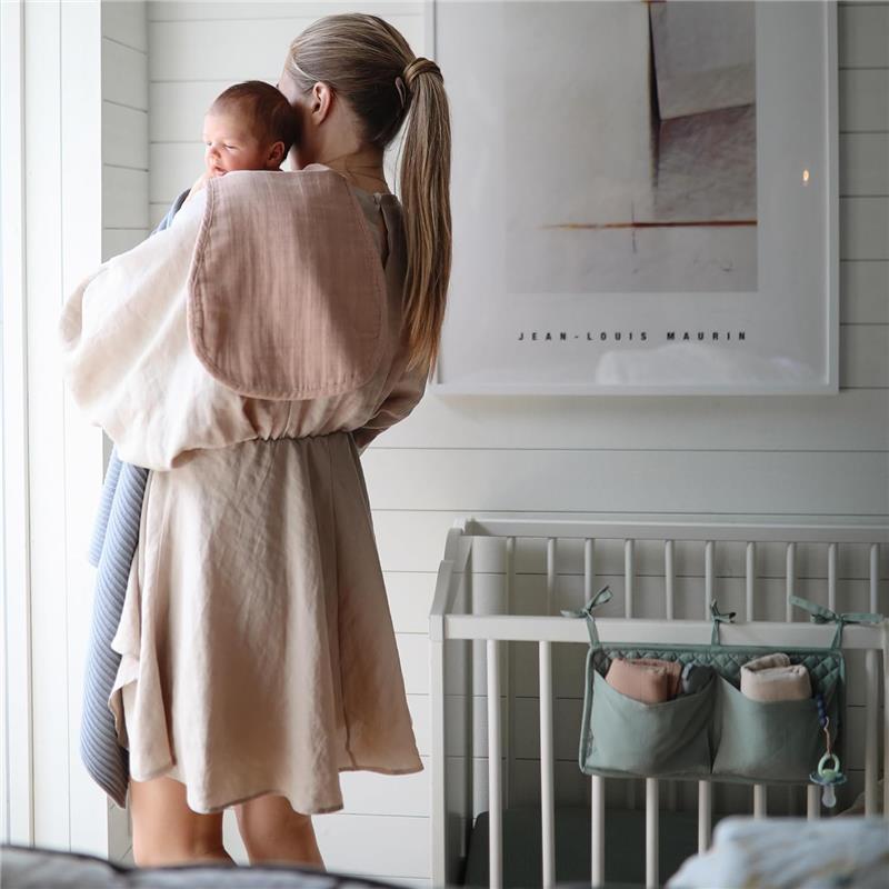 Mushie 2Pk Muslin Burp Cloth Organic Cotton, Natural/Fog Image 8