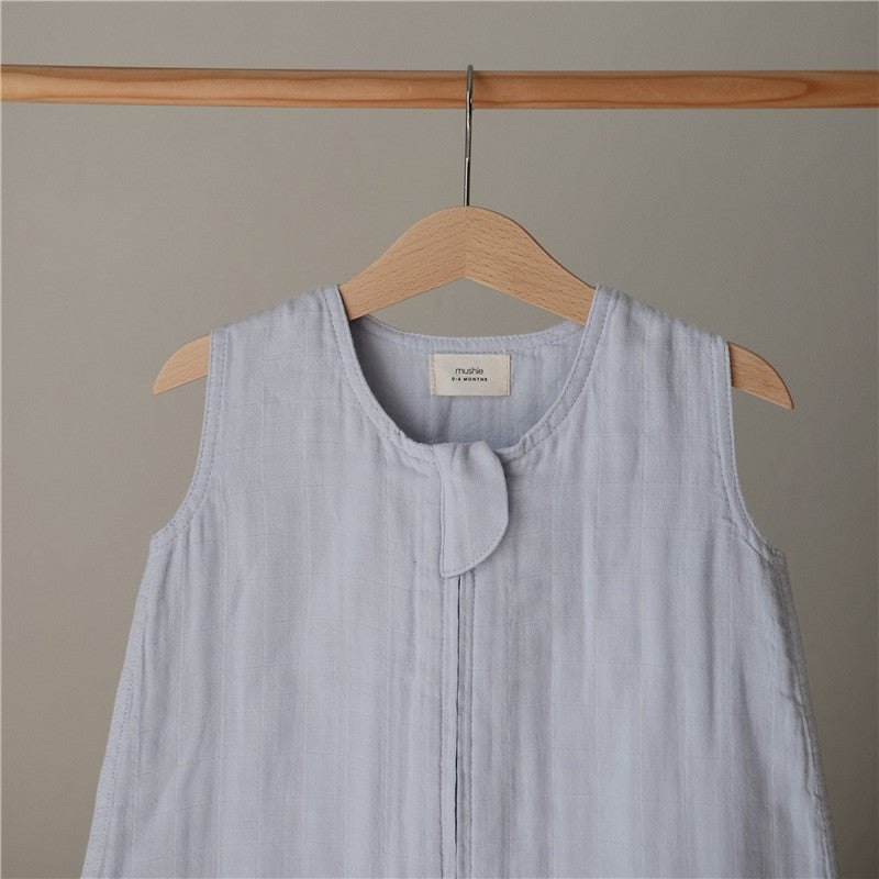 Mushie Muslin Sleep Bag - Baby Blue Image 2