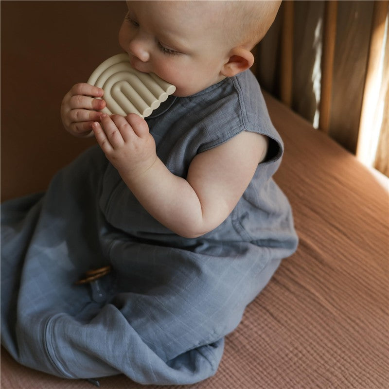 Mushie Muslin Sleep Bag - Baby Blue Image 4