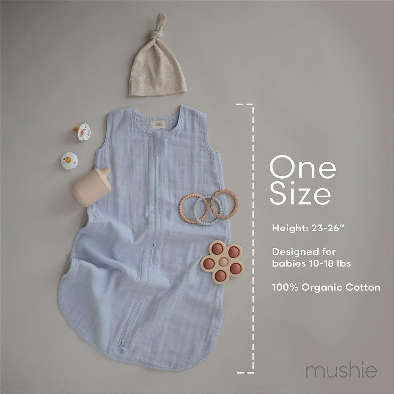 Mushie Muslin Sleep Bag - Baby Blue Image 6