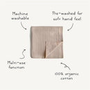 Mushie Organic Cotton Muslin Swaddle Blanket - Rose Vanilla Image 7
