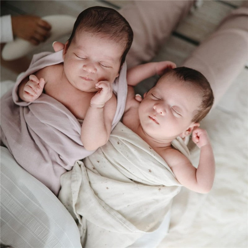 Mushie Organic Cotton Muslin Swaddle Blanket - Soft Mauve Image 3