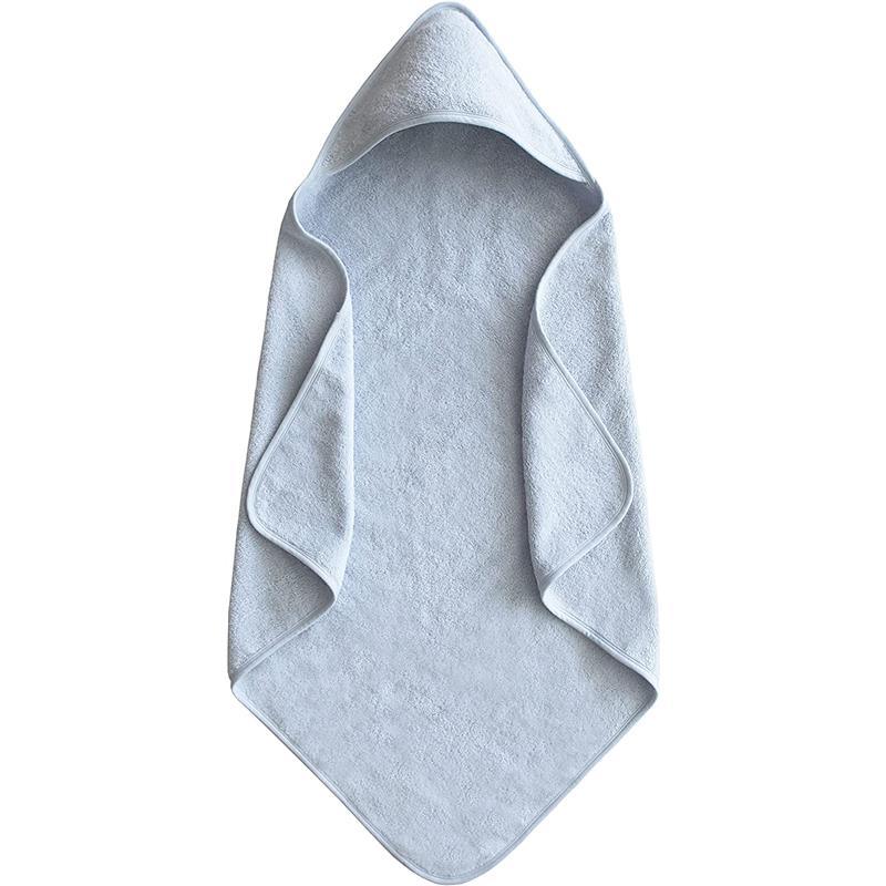Mushie - Organic Cotton Baby Hooded Towel, Baby Blue Image 1