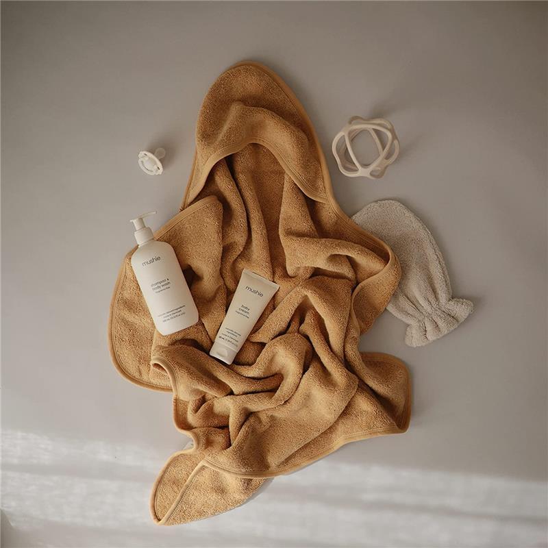 Mushie - Organic Cotton Baby Hooded Towel, Fall Yellow Image 5