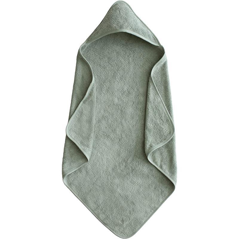Mushie - Organic Cotton Baby Hooded Towel, Moss Image 1