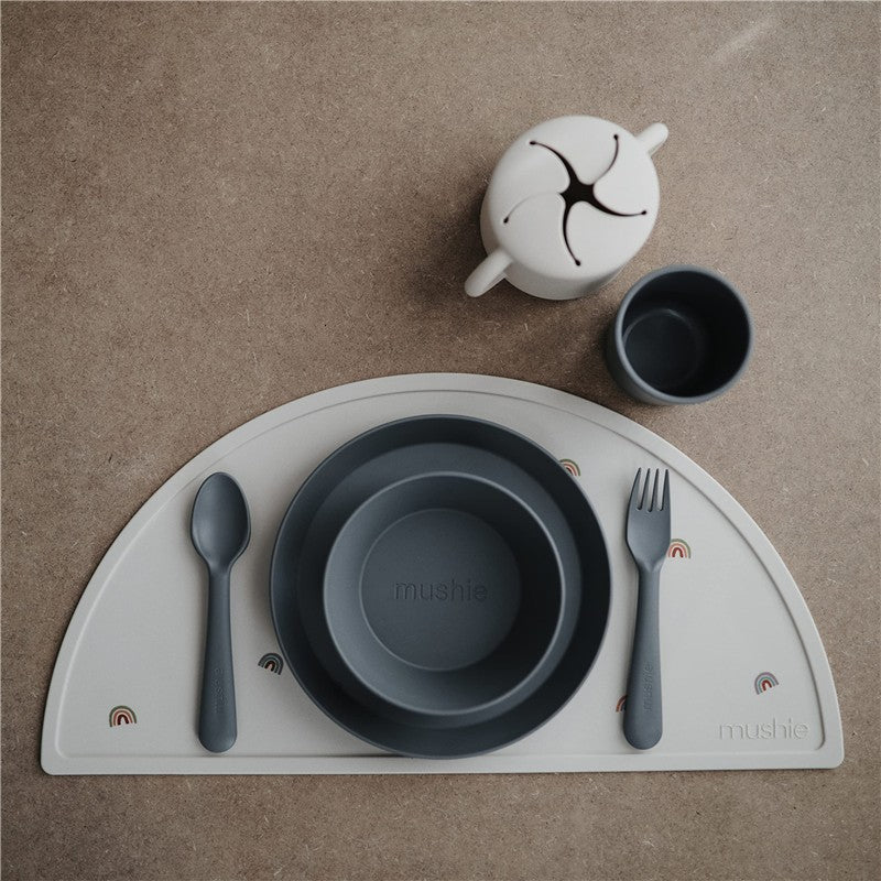 Mushie Silicone Round Bowl Dinnerware Set 2 Pack - Smoke Image 6