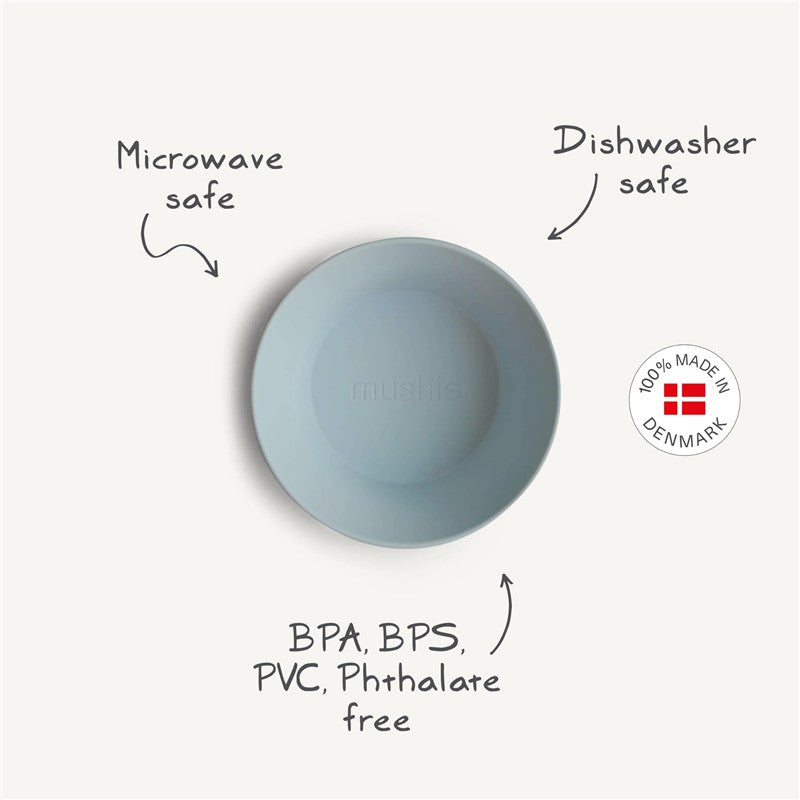 Mushie Silicone Round Bowl Dinnerware Set 2 Pack - Smoke Image 9