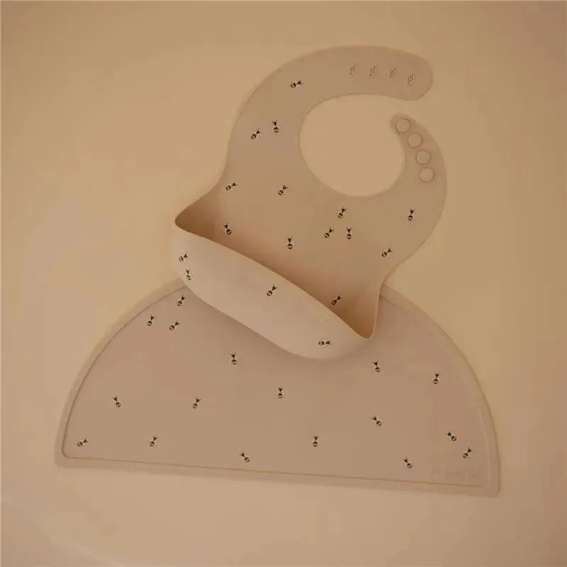 Mushie - Silicone Baby Bib, Adjustable Fit Waterproof, Bees Image 2