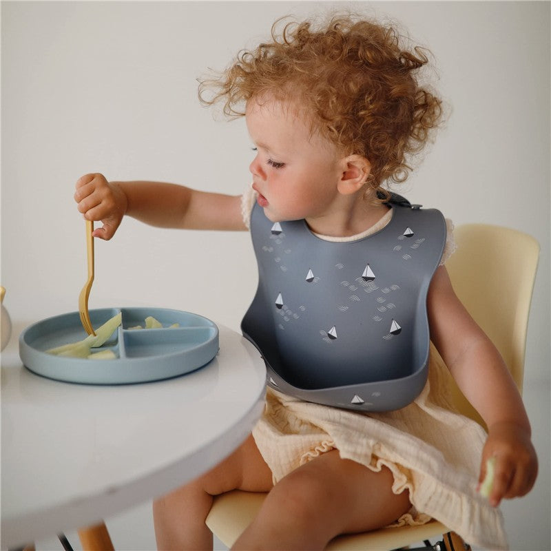 Mushie Silicone Baby Bib - Boats Image 2