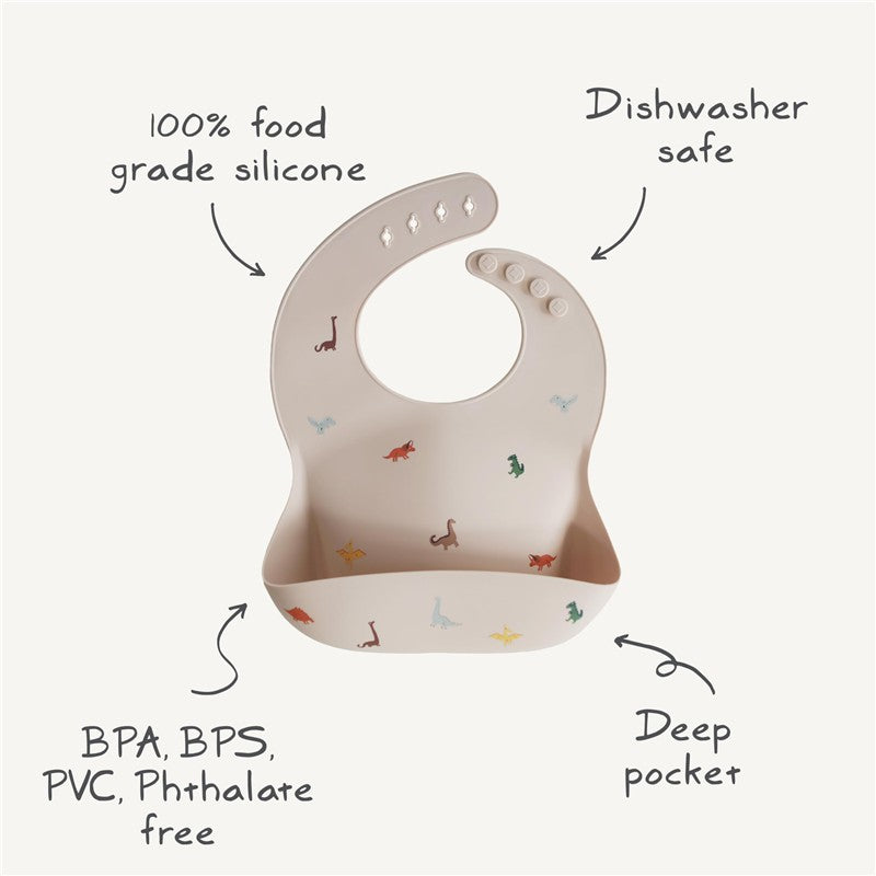 Mushie Silicone Baby Bib - Dinosaurs Image 8