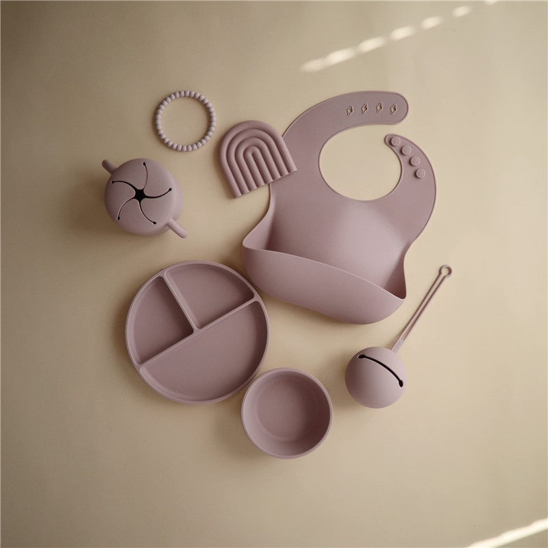 Mushie Silicone Baby Bib - Pale Mauve Image 3