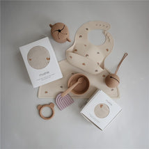 Mushie Silicone Baby Bib - Rainbows Image 2