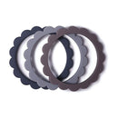 Mushie Silicone Baby Flower Teether Bracelet 3 Pack Steel/Dove Gray/Stone Image 2
