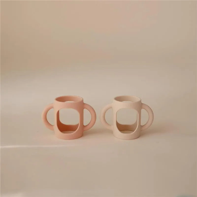 Mushie - Silicone Bottles Handles, Blush/Shifting Sand Image 3