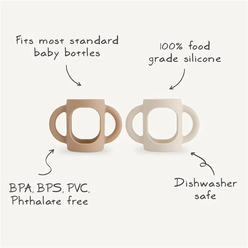 Mushie - Silicone Bottles Handles, Natural/Shifting Sand Image 2