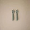 Mushie - Silicone First Feeding Baby Spoons, 2 Pack, Cambridge Blue, Shifting Sand Image 2