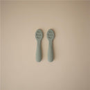 Mushie Silicone First Feeding Baby Spoons 2 Pack - Cambridge Blue & Shifting Sand Image 3