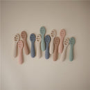 Mushie Silicone First Feeding Baby Spoons 2 Pack - Cambridge Blue & Shifting Sand Image 4