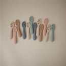 Mushie Silicone First Feeding Baby Spoons 2 Pack - Natural & Shifting Sand Image 2