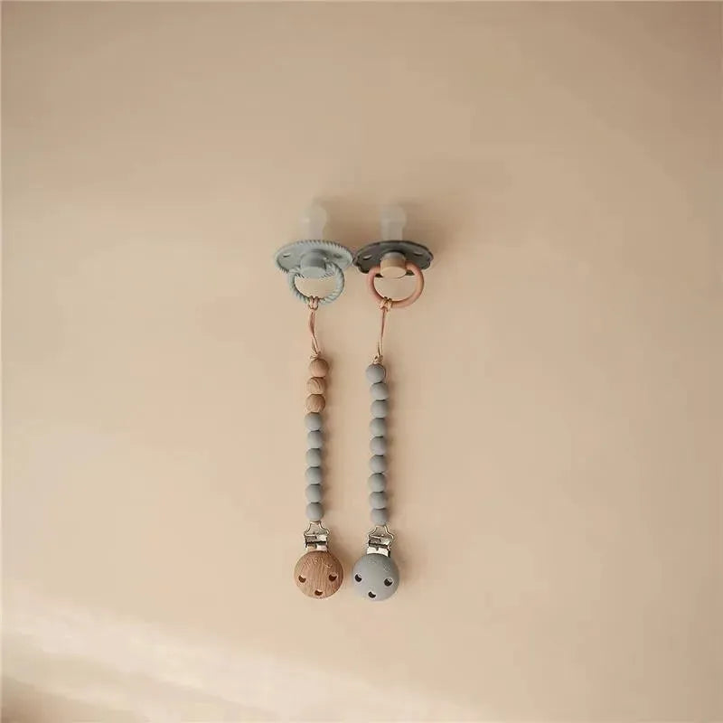 Mushie - Silicone Pacifier Clip Eva, Stone Image 2