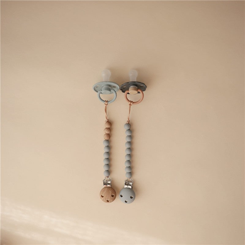Mushie Eva Pacifier Clip - Stone Image 2