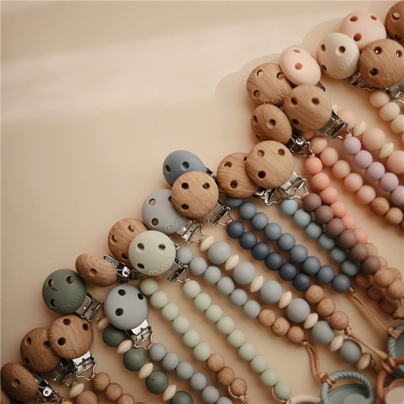Mushie Eva Pacifier Clip - Stone Image 7