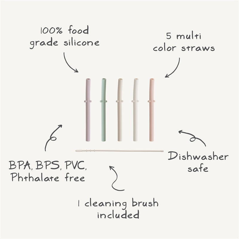 Mushie Silicone Replacement Straws 5-Pack - Petal Image 7