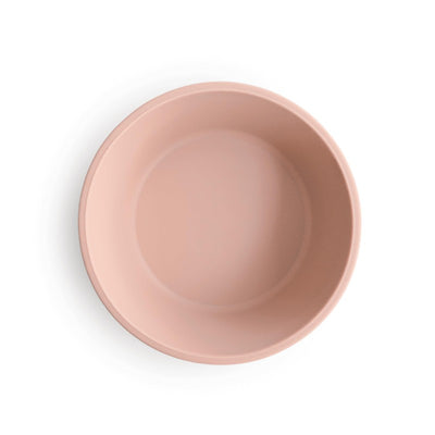 Mushie Silicone Suction Bowl in blush color, featuring a smooth interior and rounded edges for easy cleaning.