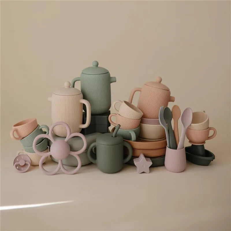 Mushie - Silicone Tea Play Set, Cambridge Blue Image 3