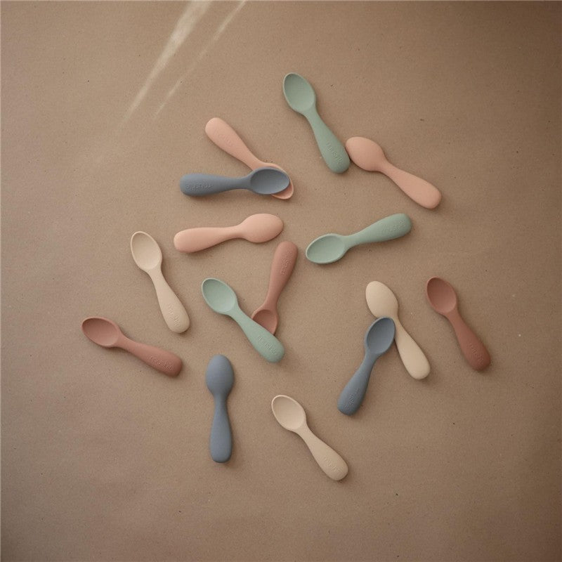 Mushie - Silicone Toddler Starter Spoons, 2 Pack,Blush Shifting Sand Image 2