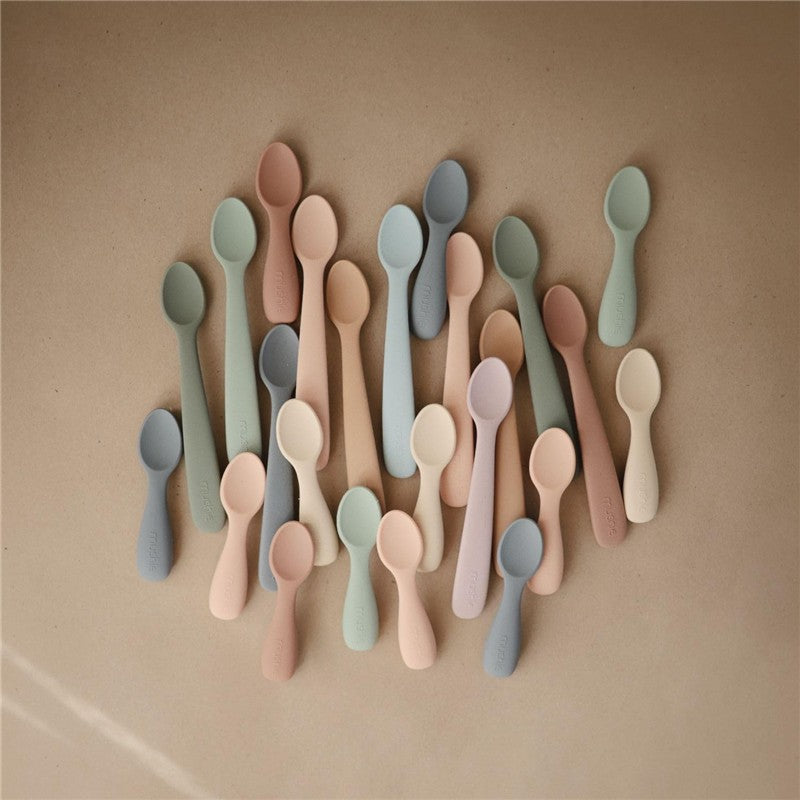 Mushie - Silicone Toddler Starter Spoons, 2 Pack,Blush Shifting Sand Image 5