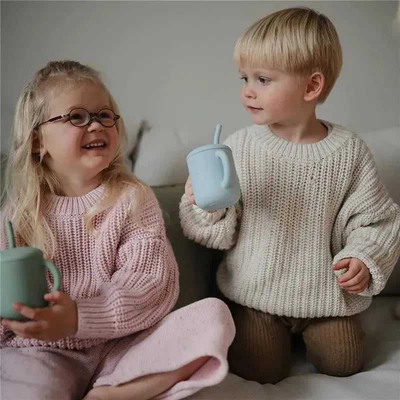 Mushie - Silicone Training Cup & Straw, Natural Image 3