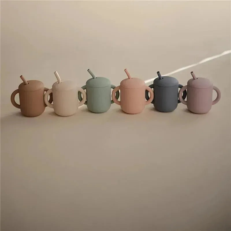 Mushie - Silicone Training Cup & Straw, Natural Image 4
