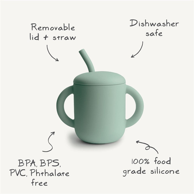 Mushie Silicone Training Cup + Straw - Natural Image 9