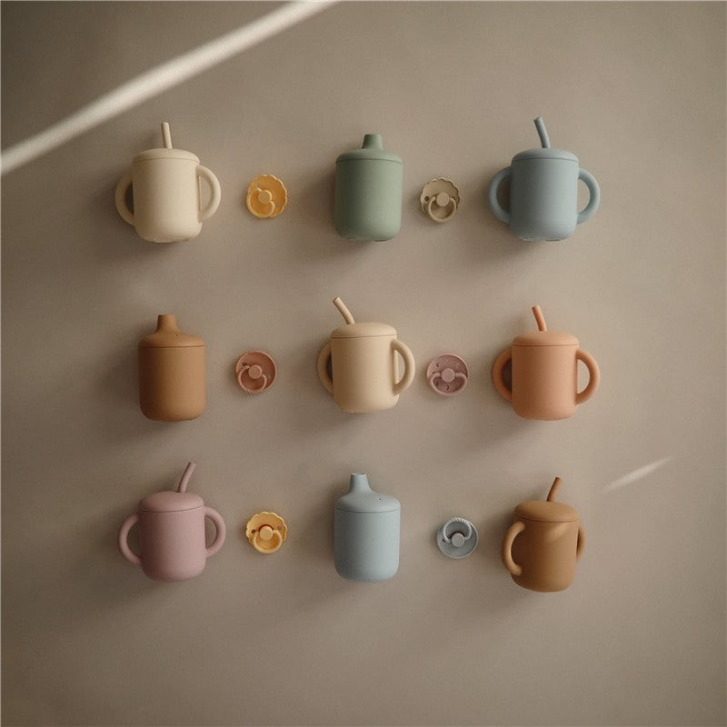 Mushie Silicone Training Cup + Straw - Powder Blue Image 7