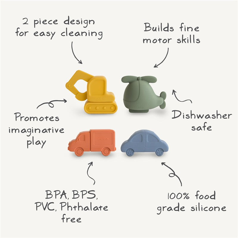 Mushie Vehicles Mold-Free Bath Play Set 4-Pack Image 9