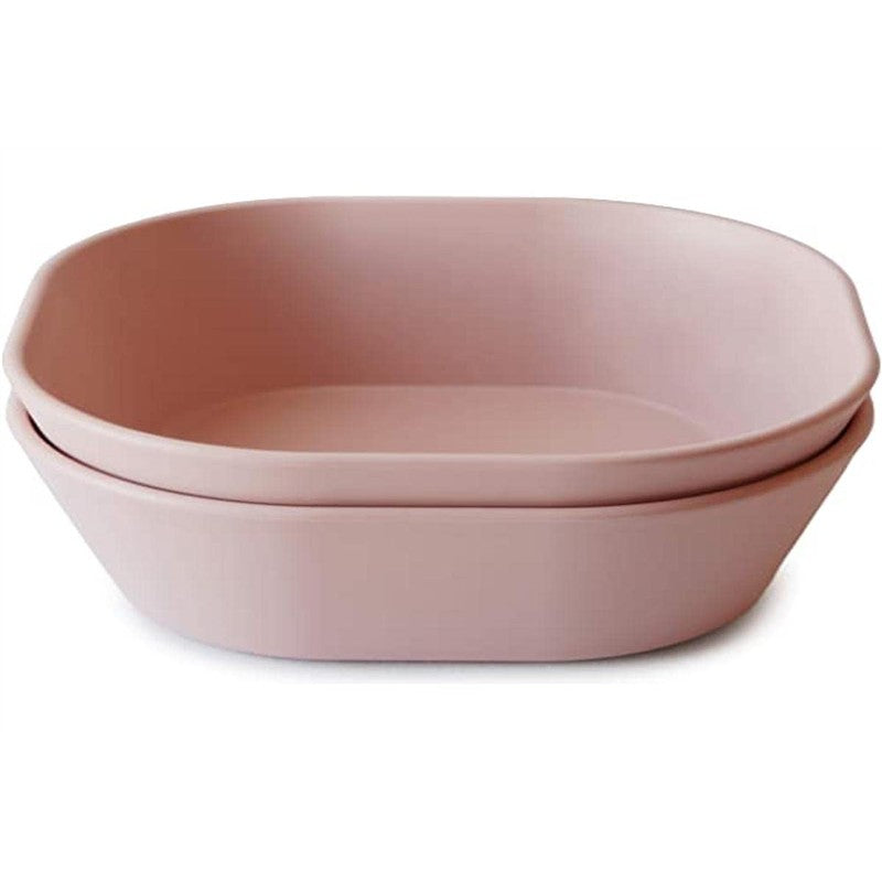 Mushie Silicone Square Bowl Dinnerware Set 2 Pack - Blush Image 4