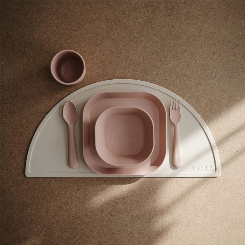 Mushie Silicone Square Bowl Dinnerware Set 2 Pack - Blush Image 5