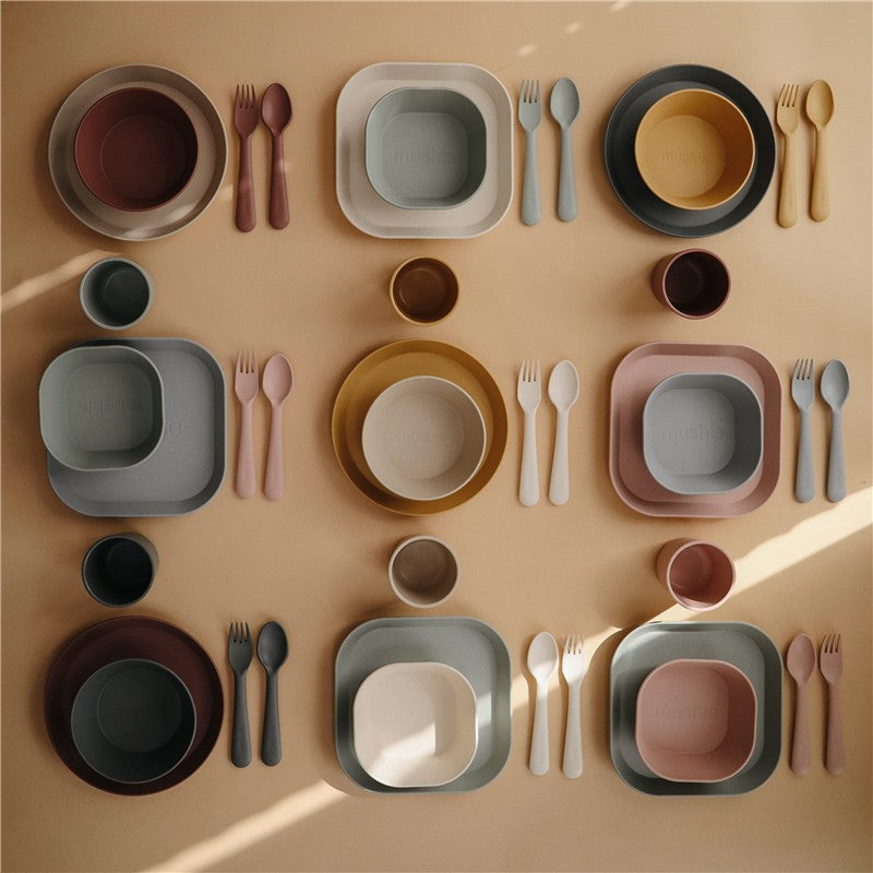 Mushie Silicone Square Bowl Dinnerware Set 2 Pack - Blush Image 8