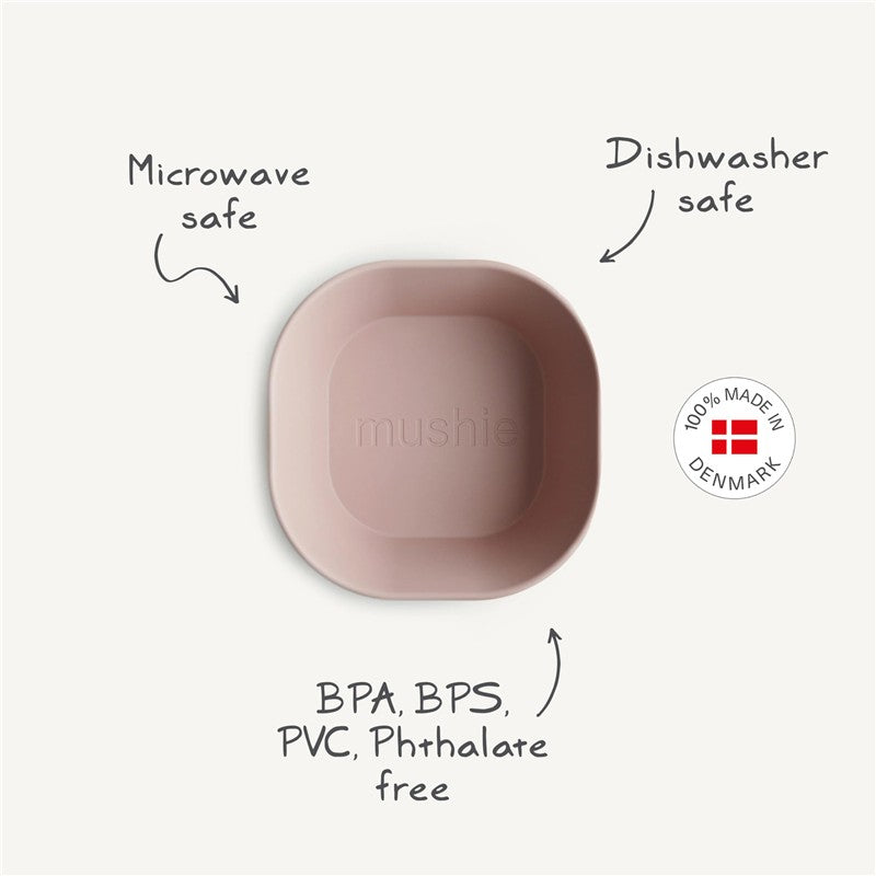 Mushie Silicone Square Bowl Dinnerware Set 2 Pack - Blush Image 9